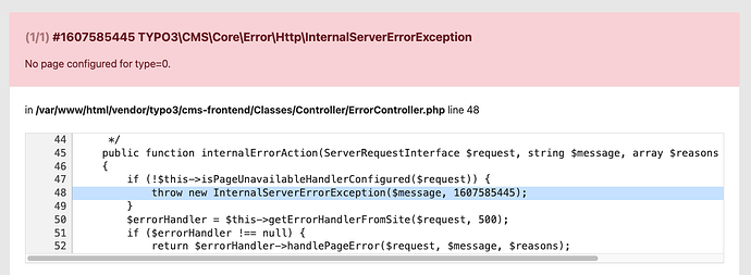 No page configured for type=0.